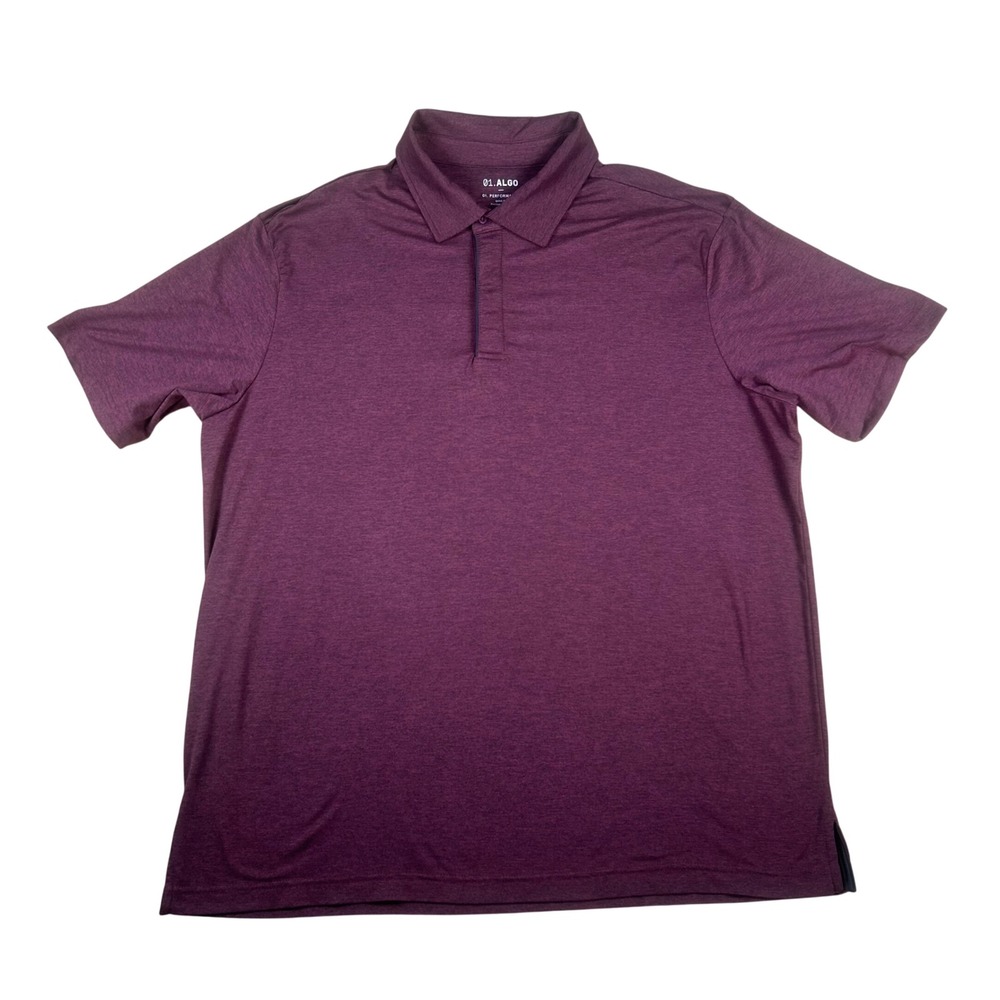01.ALGO Performance Polo Shirt Mens XXL Burgundy Heathered‎ Recycled Quick Dry
